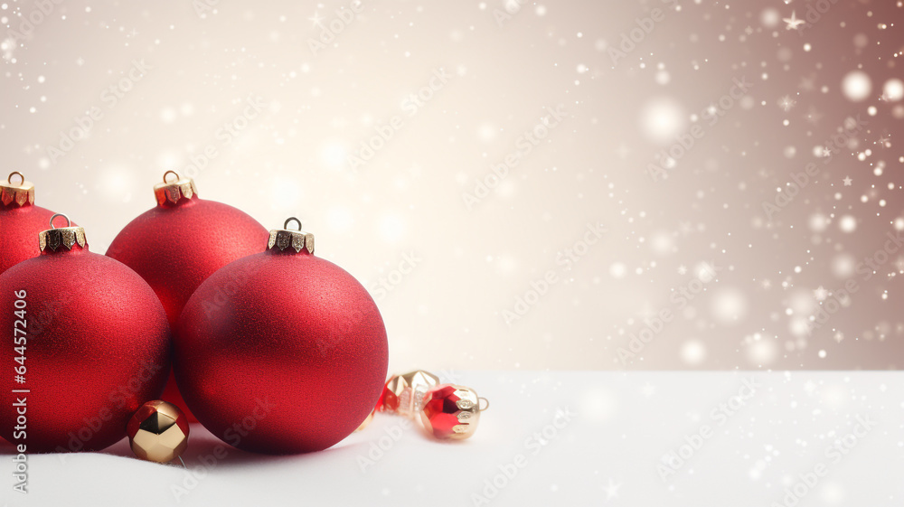 Fototapeta premium Christmas Elegance.Nordic Christmas.Christmas Serenity.Modern Christmas.Christmas elements with generous copyspace.Festive cheer with a lot of blank space.Whitespace.