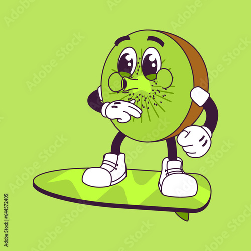 Kiwi Fruit Retro Cartoon