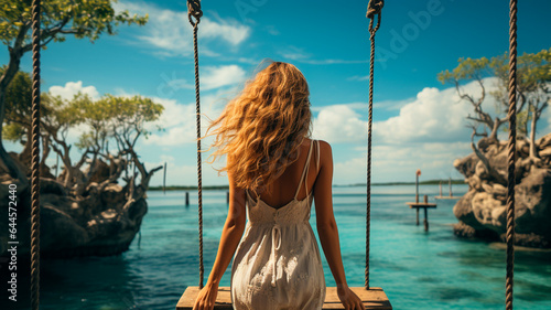  a woman standing on a dock looking out at the ocean