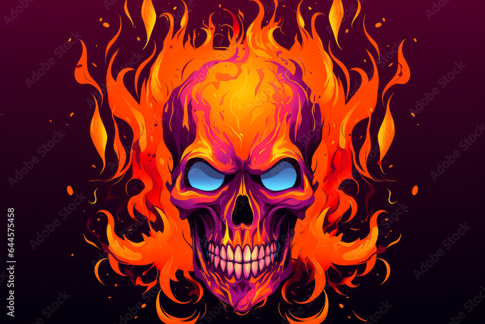 Skull ghost and demonic flames, in the style of 2d game art, intense expressions, fantasy-based, , flame skull design Halloween decoration hellish background, skeleton in flames. Skull ghost and demonic flames, in the style of 2d game art, intense expressions, fantasy-based, , flame skull design Halloween decoration hellish background, skeleton in flames.
