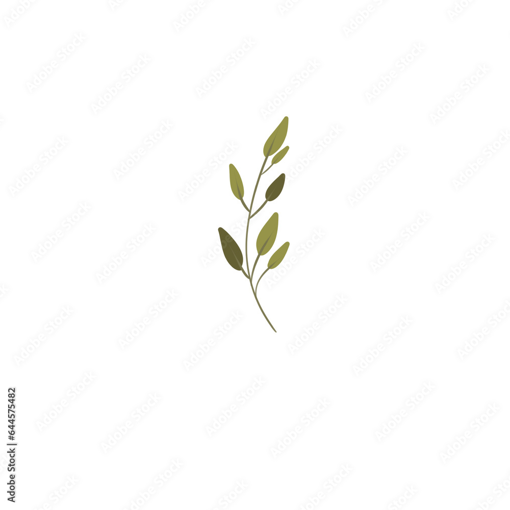 Fototapeta premium Brunch with green leaves, illustration 