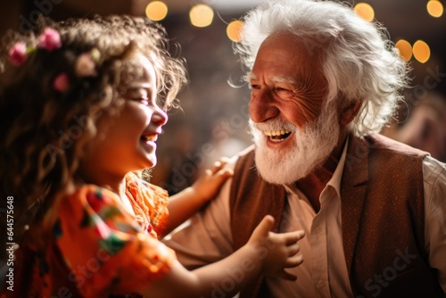 Grandfather and grandchild dancing