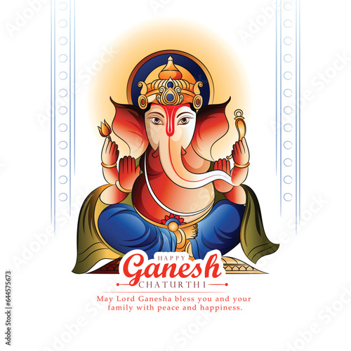 happy Ganesh Chaturthi traditional vector greetings,Design with ganpati Indian design color background.
