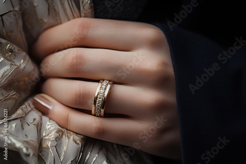 Couple wearing wedding rings on their wedding day