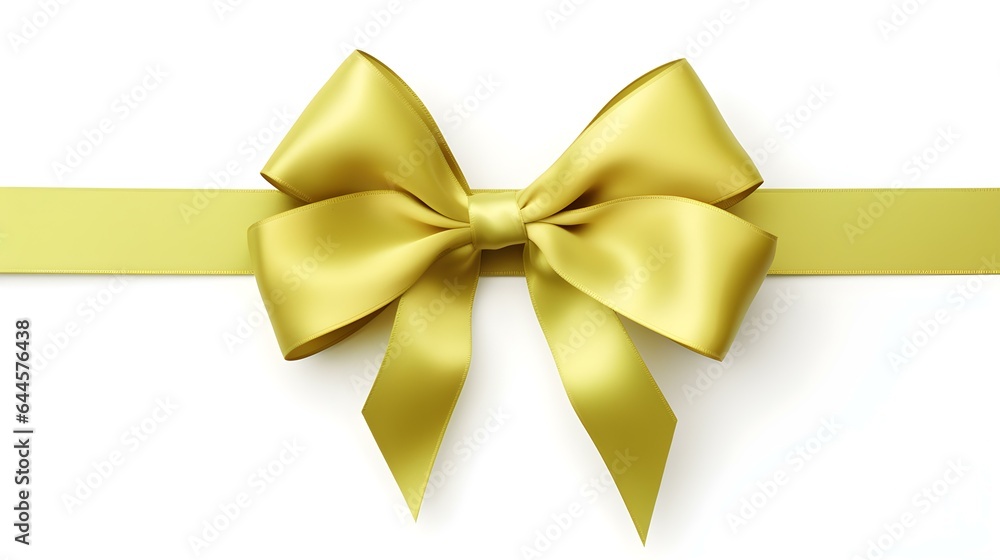 Light Green Gift Ribbon with a Bow on a white Background. Festive Template for Holidays and Celebrations
