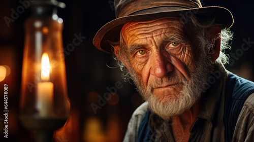 elderly man with weathered but well-kept skin