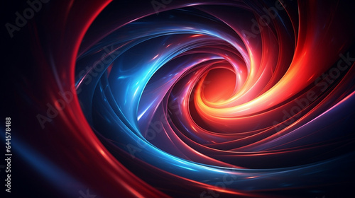 Cosmic Dance: Vibrant Red and Blue Spiral in Orbit