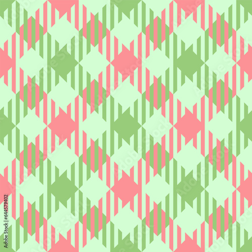 Brown, Pink and Green Argyle and Tartan Plaid Vector Pattern. Hipster Fashion Prints. Preppy Aesthetic Seamless Pattern. Shades of Brown, Pink and Green.