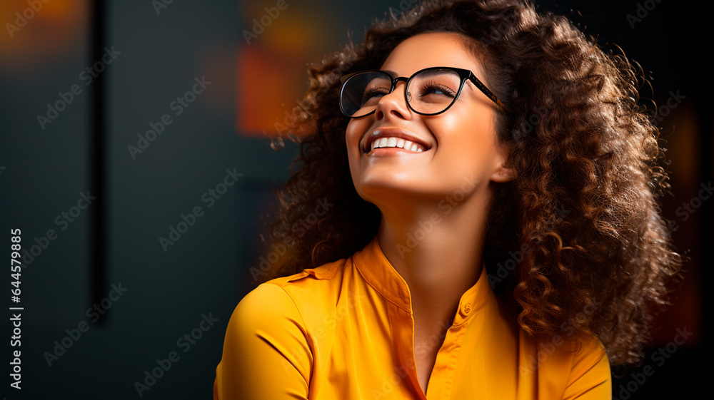 a woman with glasses and a yellow shirt a woman with glasses and a yellow shirt