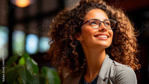  a woman with glasses and a yellow shirt © ARAMYAN