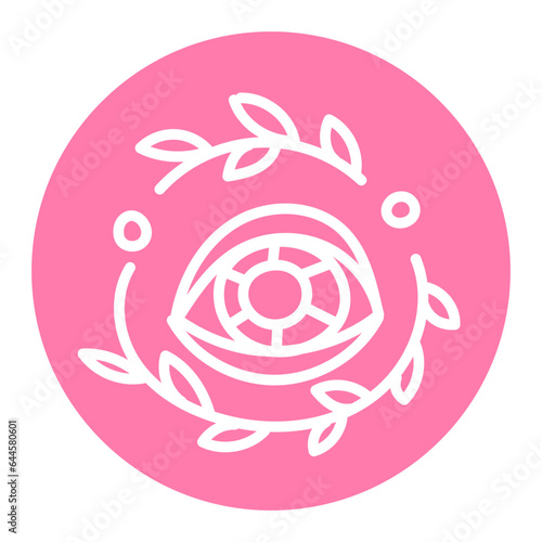 Linear vector sticker of eye on pink background © Iulianna