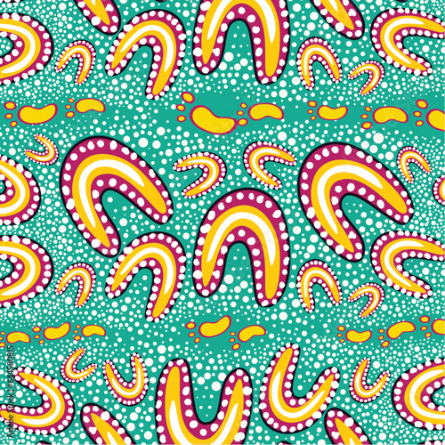 Aboriginal art background decorated with the colorful dots