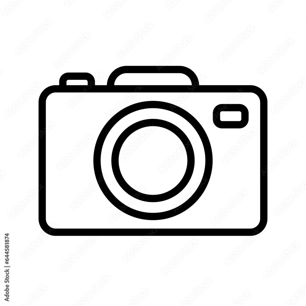 Photo camera, shooting on camera line sign. Make photography symbol. Vector icon Photo camera, shooting on camera line sign. Make photography symbol. Vector icon