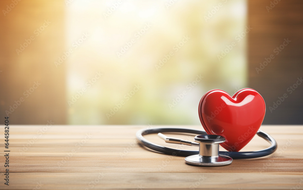 World health day,red heart and stethoscope on old wood table, copy space background for text,medical and healthcare business World health day,red heart and stethoscope on old wood table, copy space background for text,medical and healthcare business