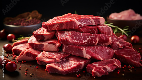 raw fresh pork steaks