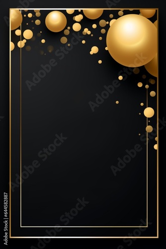 Black and gold birthday invitation template empty, blank flyer. AI generated