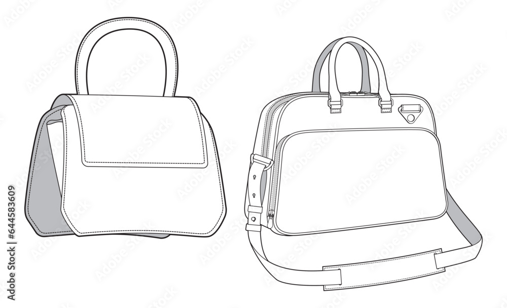 Lady handbag flat sketch fashion illustration drawing template mock up, Top handle kelly bag cad drawing. ladies messenger bag flat sketch vector Lady handbag flat sketch fashion illustration drawing template mock up, Top handle kelly bag cad drawing. ladies messenger bag flat sketch vector