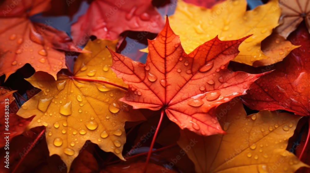 Autumn colorful leaves background, Falling leaves natural background, generative ai Autumn colorful leaves background, Falling leaves natural background, generative ai