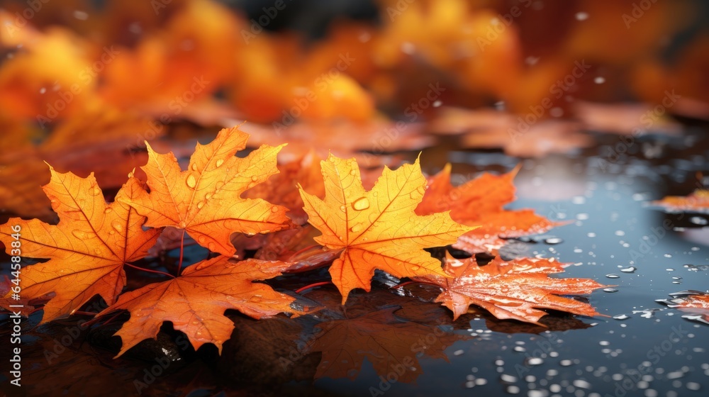 Autumn colorful leaves background, Falling leaves natural background, generative ai Autumn colorful leaves background, Falling leaves natural background, generative ai
