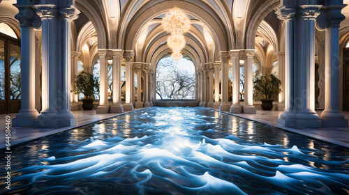 Fountains crafted from pure marble with soft lighting