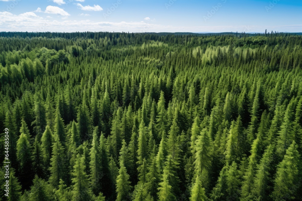 Aerial view of coniferous forest. Top view from drone, Aerial view of green summer forest with spruce and pine trees in Finland, AI Generated Aerial view of coniferous forest. Top view from drone, Aerial view of green summer forest with spruce and pine trees in Finland, AI Generated