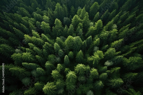 Aerial view of green coniferous forest. Nature background. Aerial view of forest, AI Generated