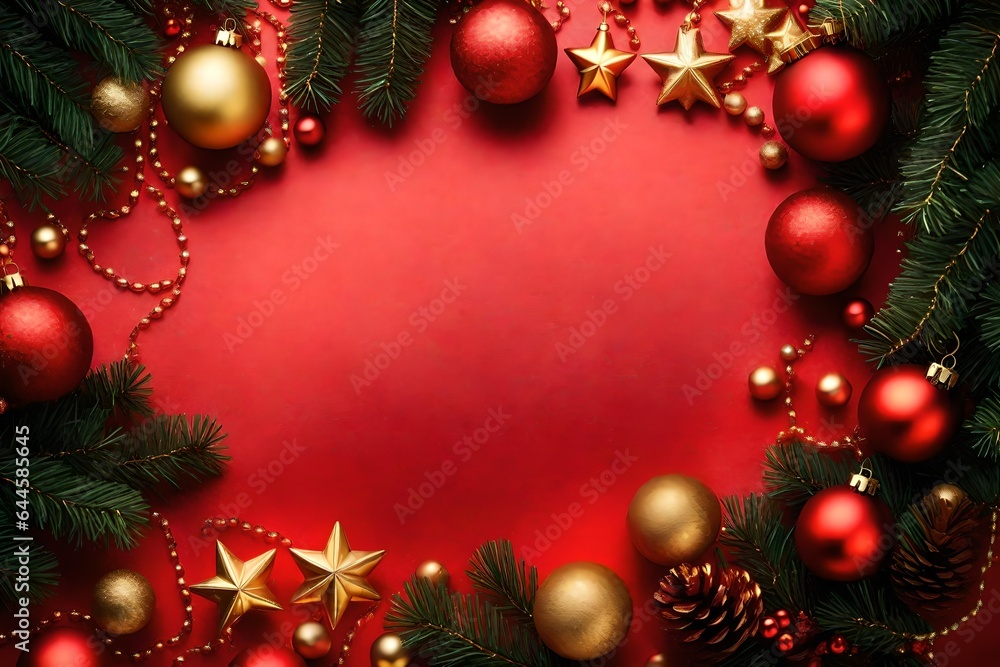 Christmas background with balls and branches