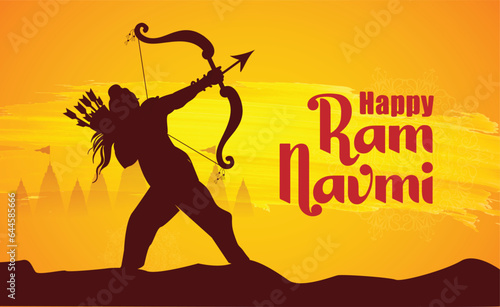 Happy Ram Navami festival of India. Lord Rama with arrow. vector illustration design