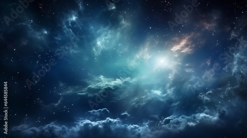 Deep space nebula and galaxies in the night sky, wonders in deep space