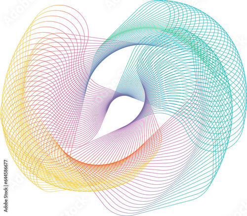 Wave swirl digital abstract shape element PNG transparent background colorful