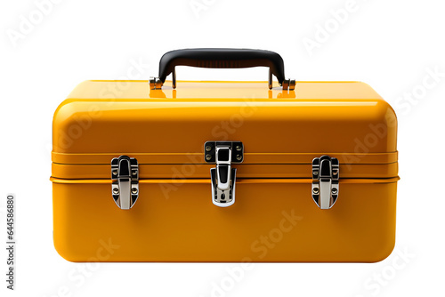 yellow rectangular toolbox cut out isolated on white background png ,generative ai