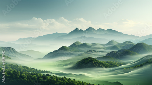 beautiful landscape with mountains and clouds