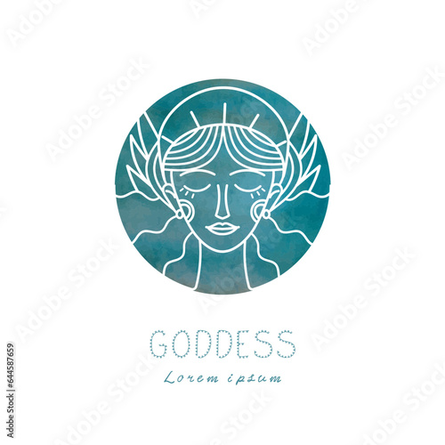 goddess outline watercolor background logo 