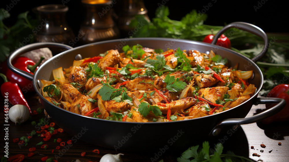 fried chicken with vegetables and spices fried chicken with vegetables and spices