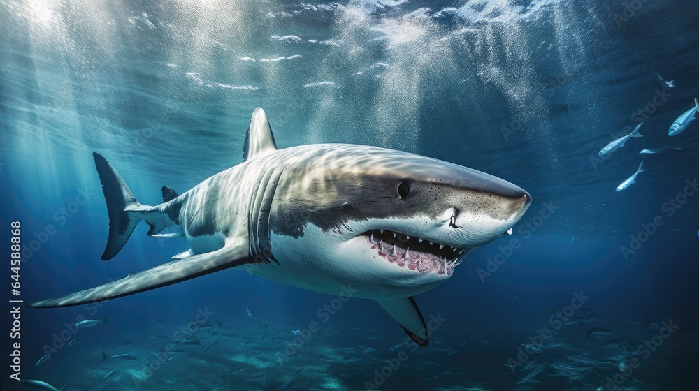 Fototapeta premium A breathtaking shot of a Shark his natural habitat, showcasing his majestic beauty and strength.