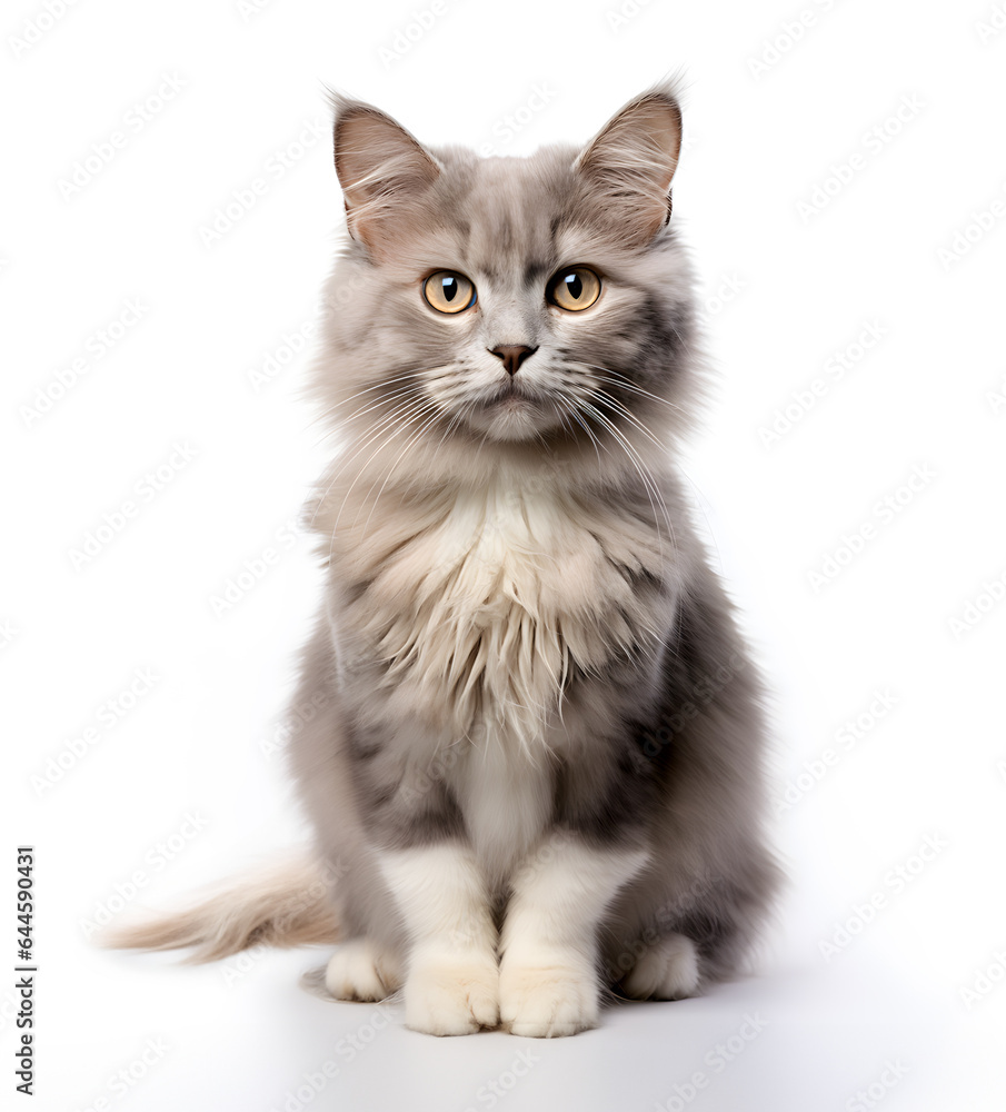 scottish fold longhair cat isolated