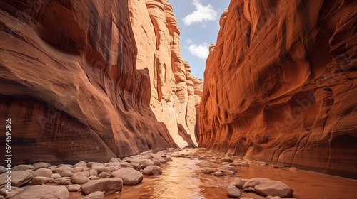 Slot Canyon Adventure Nature Near Moab Utah Panning Shot