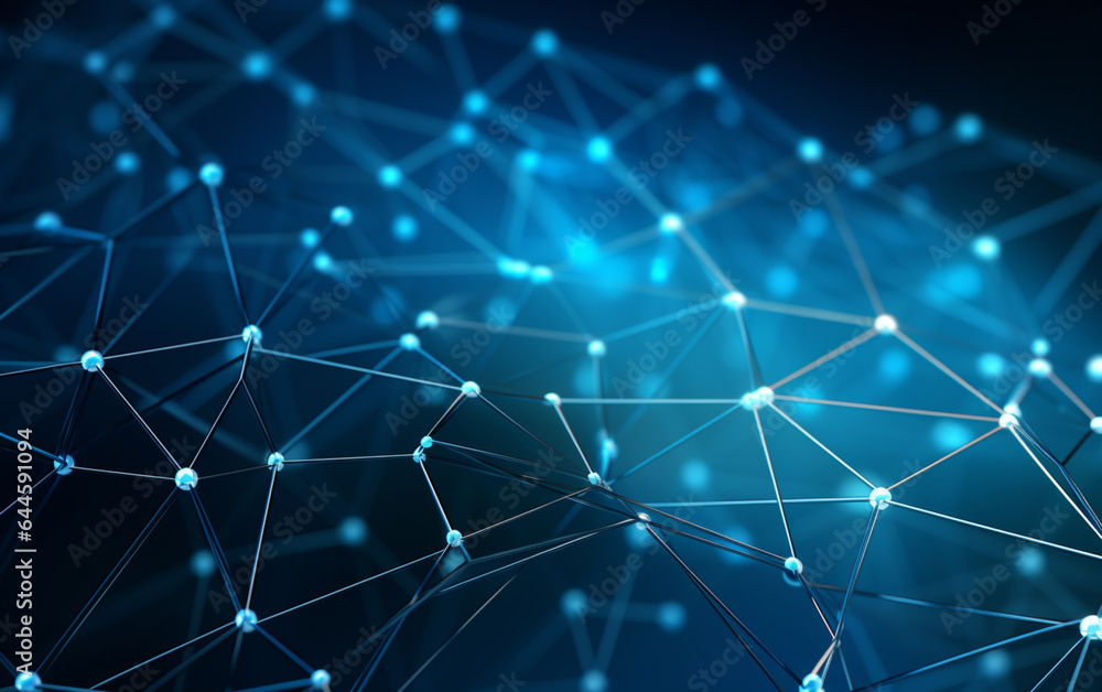 Fototapeta premium Abstract plexus blue geometrical shapes connection