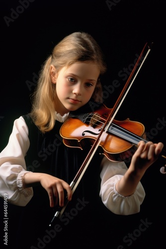 Little girl playing the violin. Generative AI