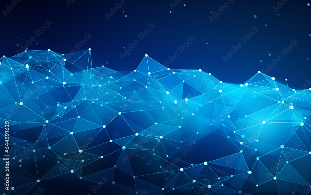 Fototapeta premium Abstract plexus blue geometrical shapes connection