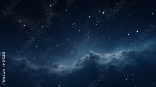 Illustration of a breathtaking night sky filled with twinkling stars and beautiful clouds