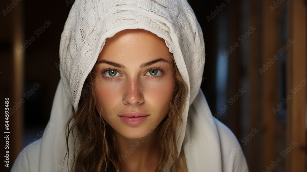 Obraz premium portrait of beautiful bride in wedding dress