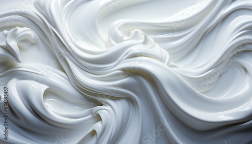Artistic recreation of white creamy milk texture waving. Illustration A photo