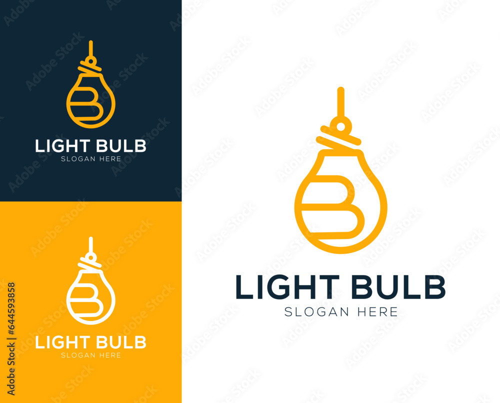 Initial letter B and Light Bulb logo design vector illustration Initial letter B and Light Bulb logo design vector illustration