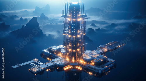 Fototapeta Naklejka Na Ścianę i Meble -  Space Elevator Projects, Connecting Earth to the Stars