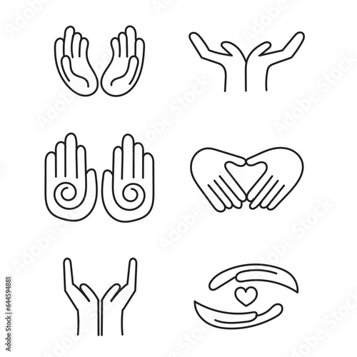 Hands poses. Female hand holding and pointing gestures, fingers crossed, fist, peace and thumb up. Cartoon human palms and wrist vector set. Communication or talking with emoji for messengers