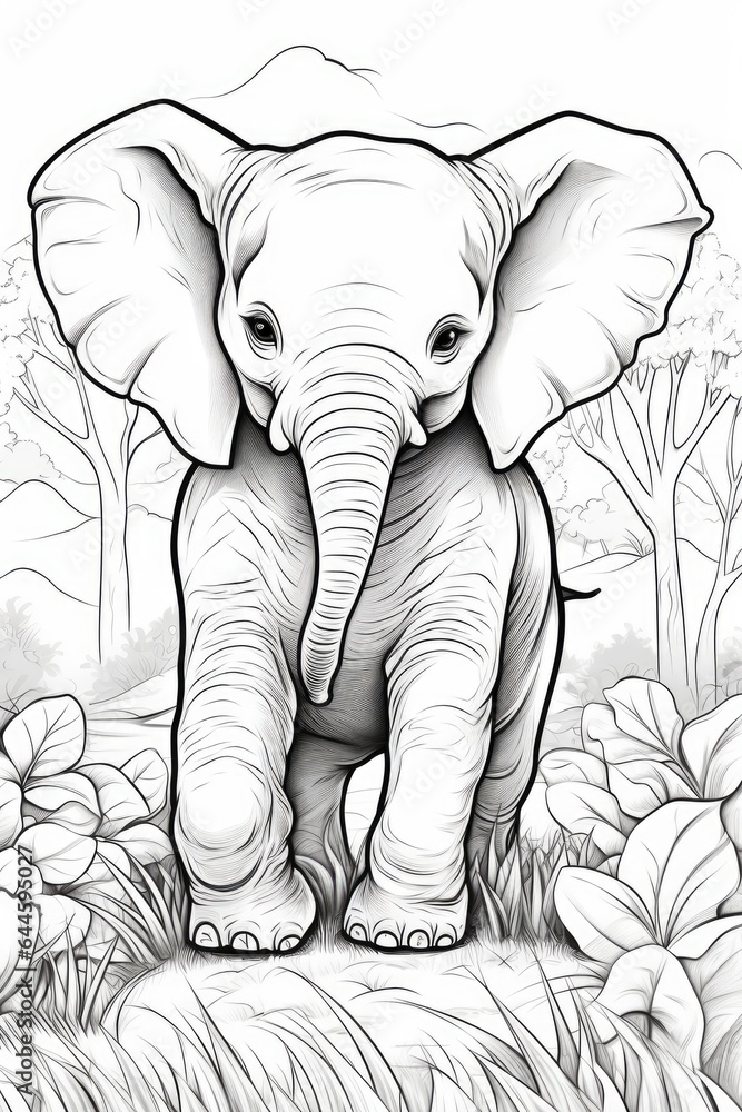 Black and white illustration of animals, cartoon page, coloring page for kids and adults. Black and white illustration of animals, cartoon page, coloring page for kids and adults.