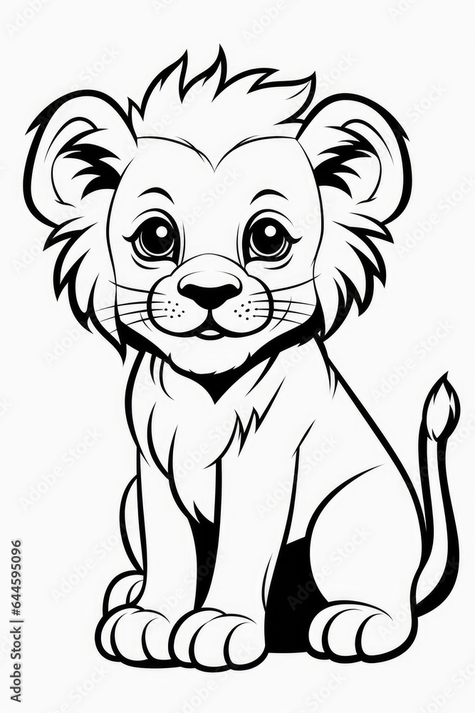 Black and white illustration of animals, cartoon page, coloring page for kids and adults. Black and white illustration of animals, cartoon page, coloring page for kids and adults.
