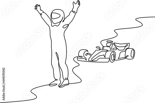 Formula Racing Sport Car and Racer Wins the Championship.