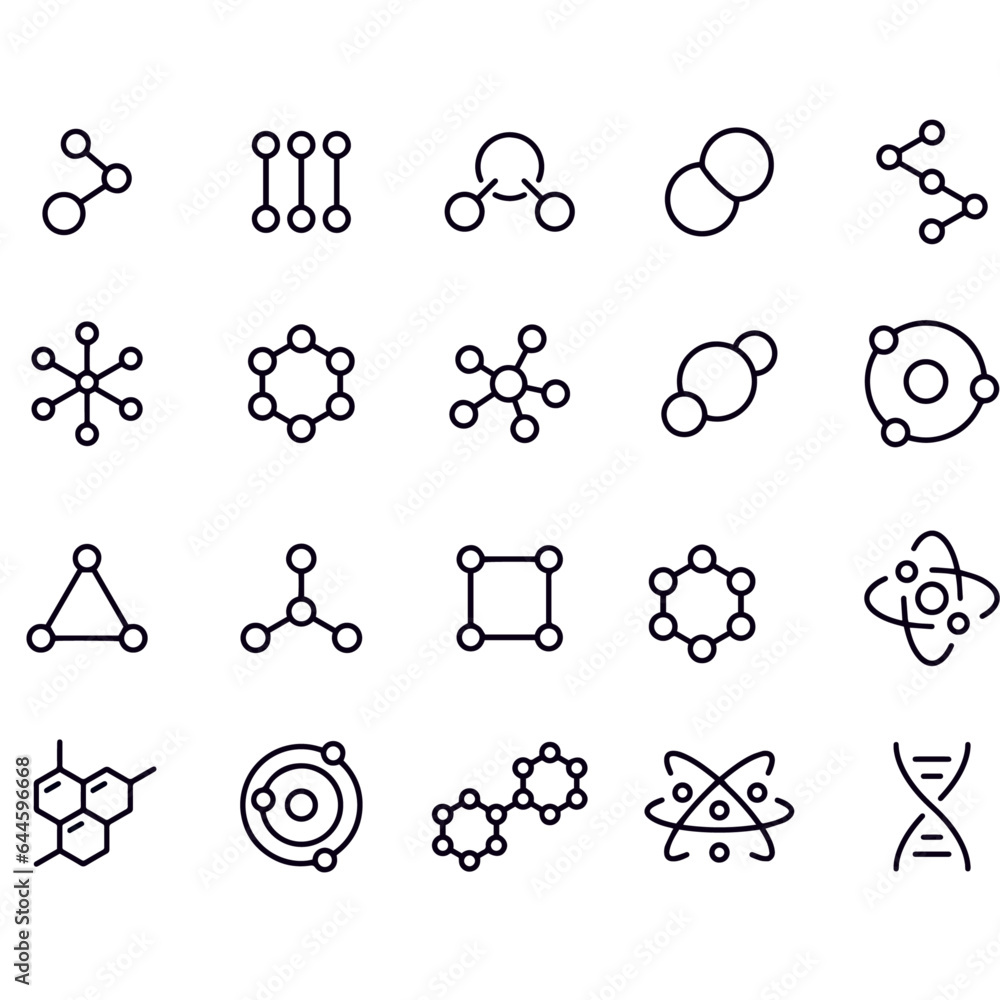  Molecule Icons vector design 